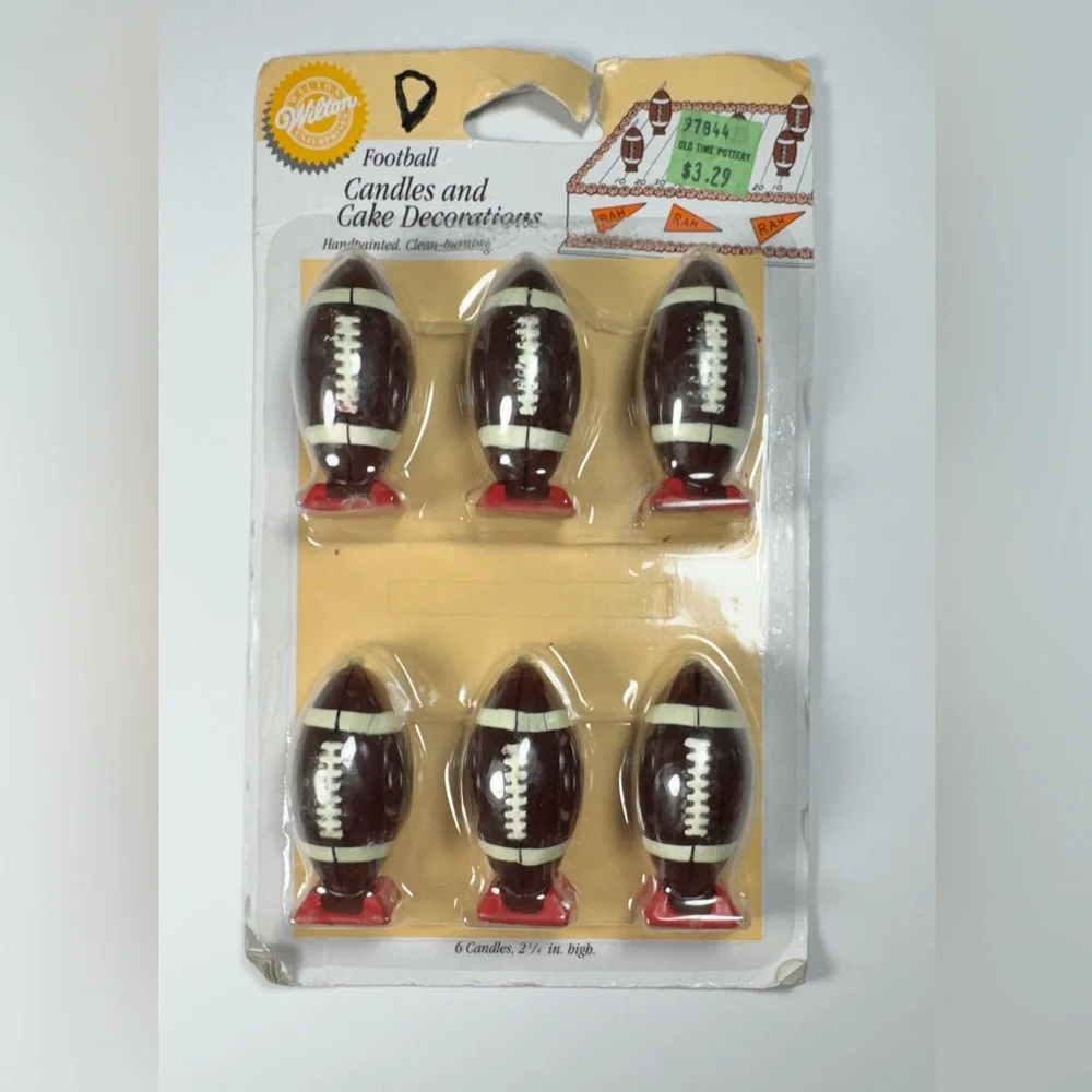 Vintage 1998 Football Candles by Wilton (6) NFL Superbowl Birthday 2